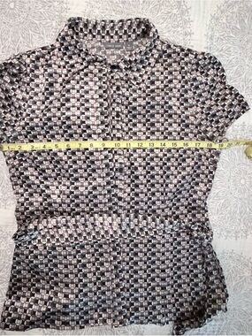 Apt. 9 Geometric Print Cap Sleeve Blouse in Black, White, Pink